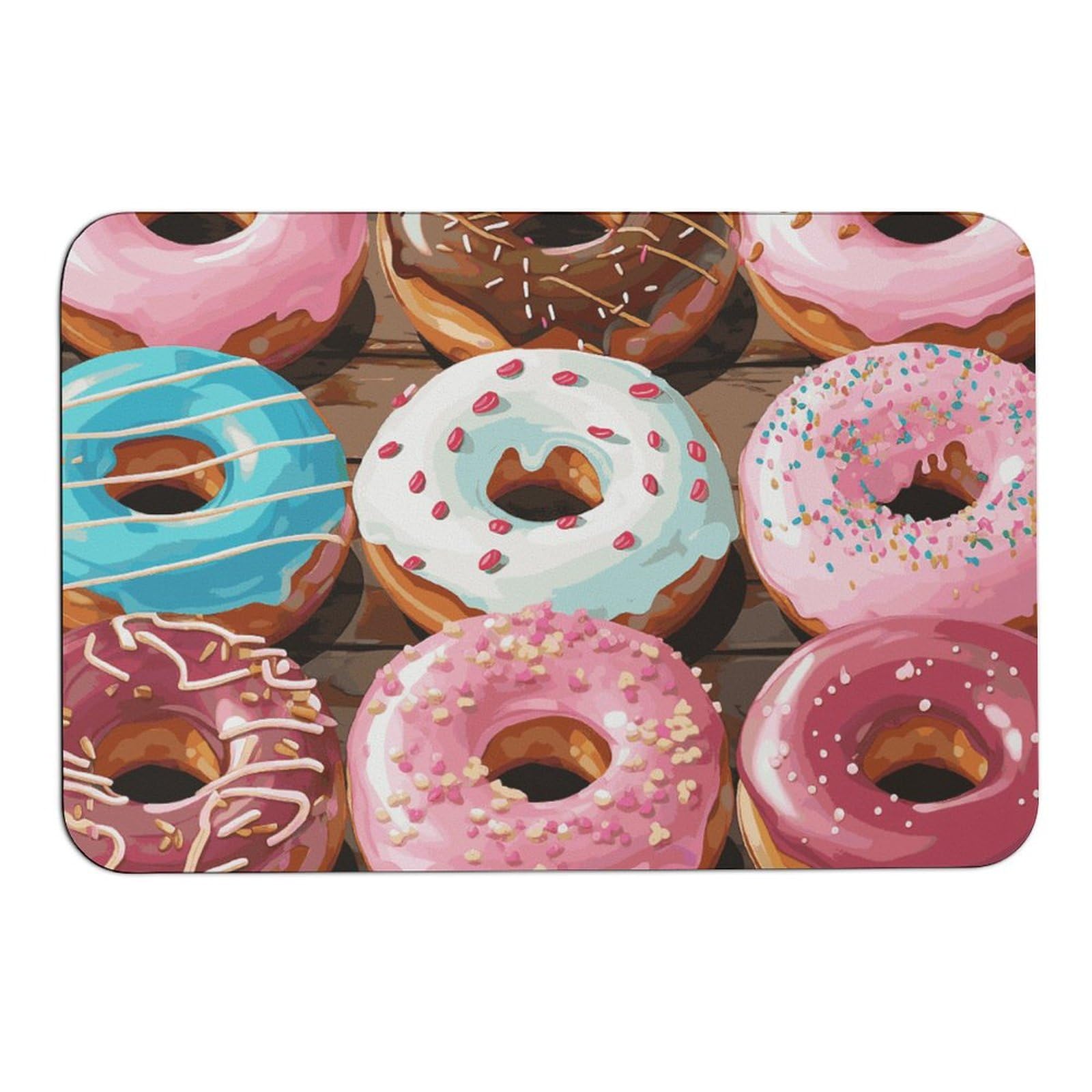 Tapis en diatomée imprimé donuts antidérapant et absorbant de 60 x 39 cm