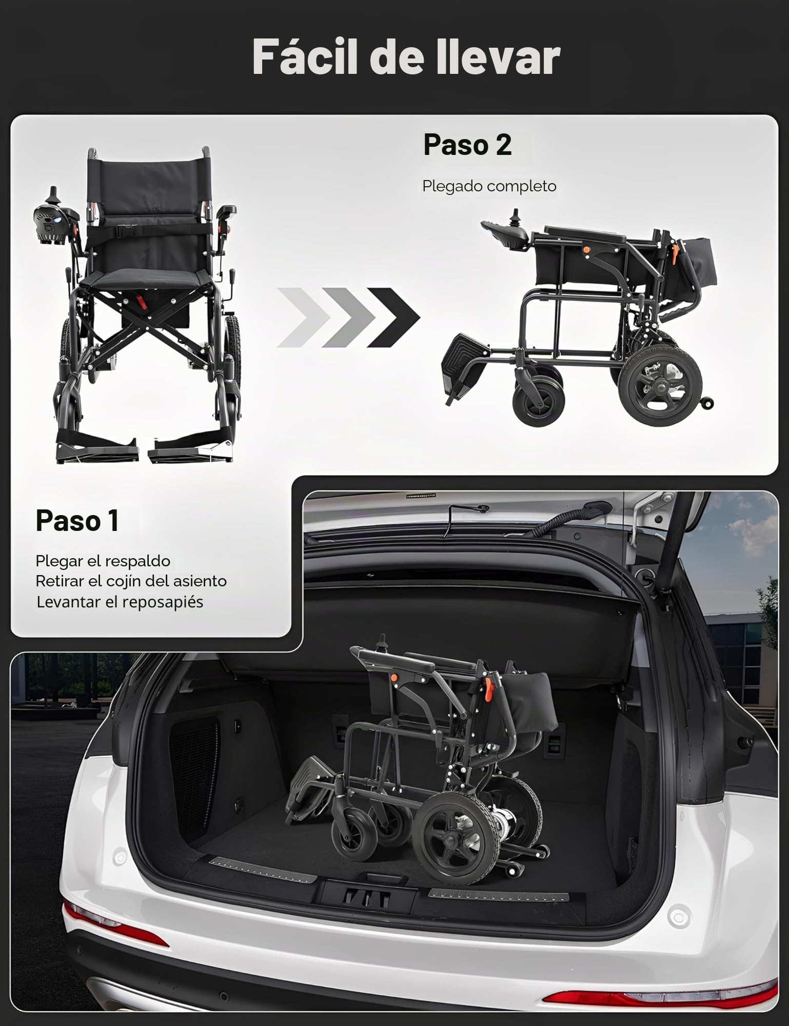 Silla de ruedas eléctrica plegable ligera con asientos más anchos, capacidad de peso de 265 libras, motor doble de 250 W, rango de 15.5 millas, silla de ruedas eléctrica para adultos y personas