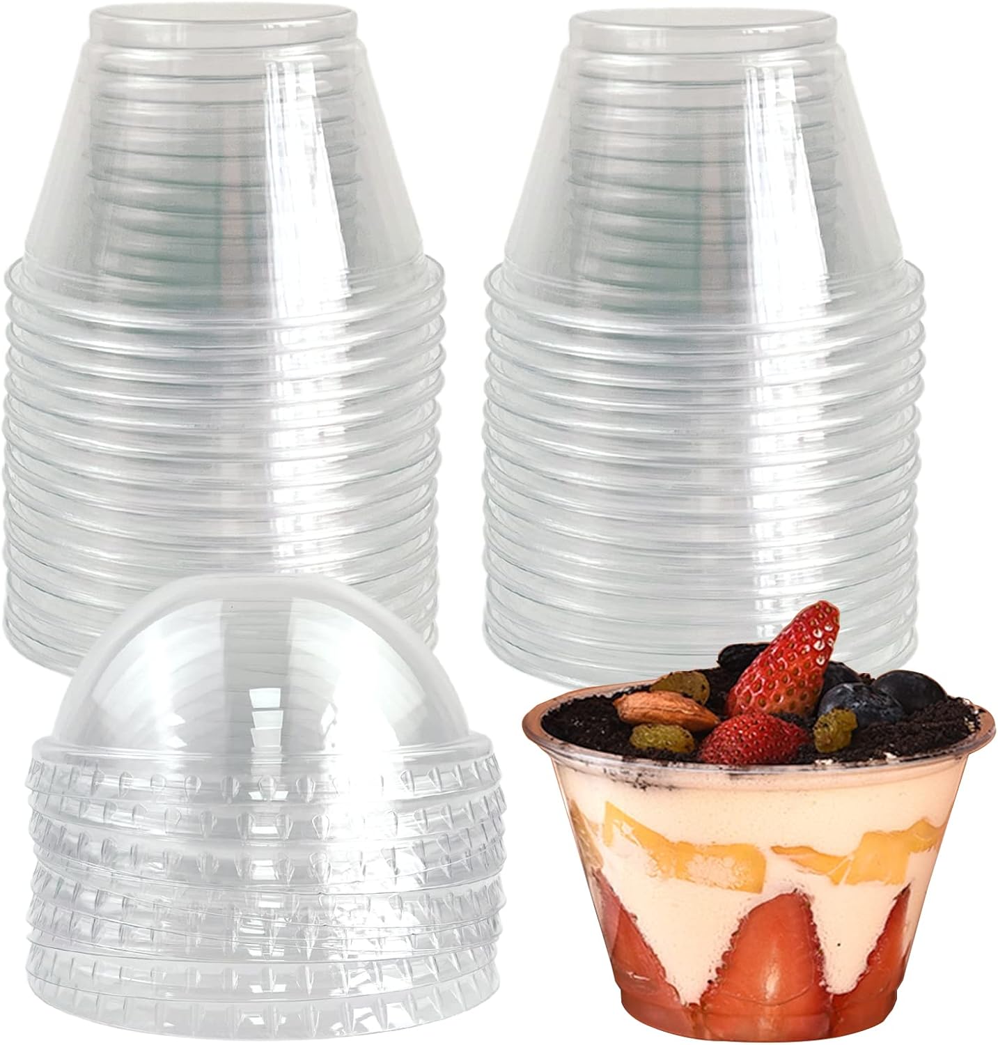 50 Pack Disposable Dessert Cups, Clear Plastic Cups with