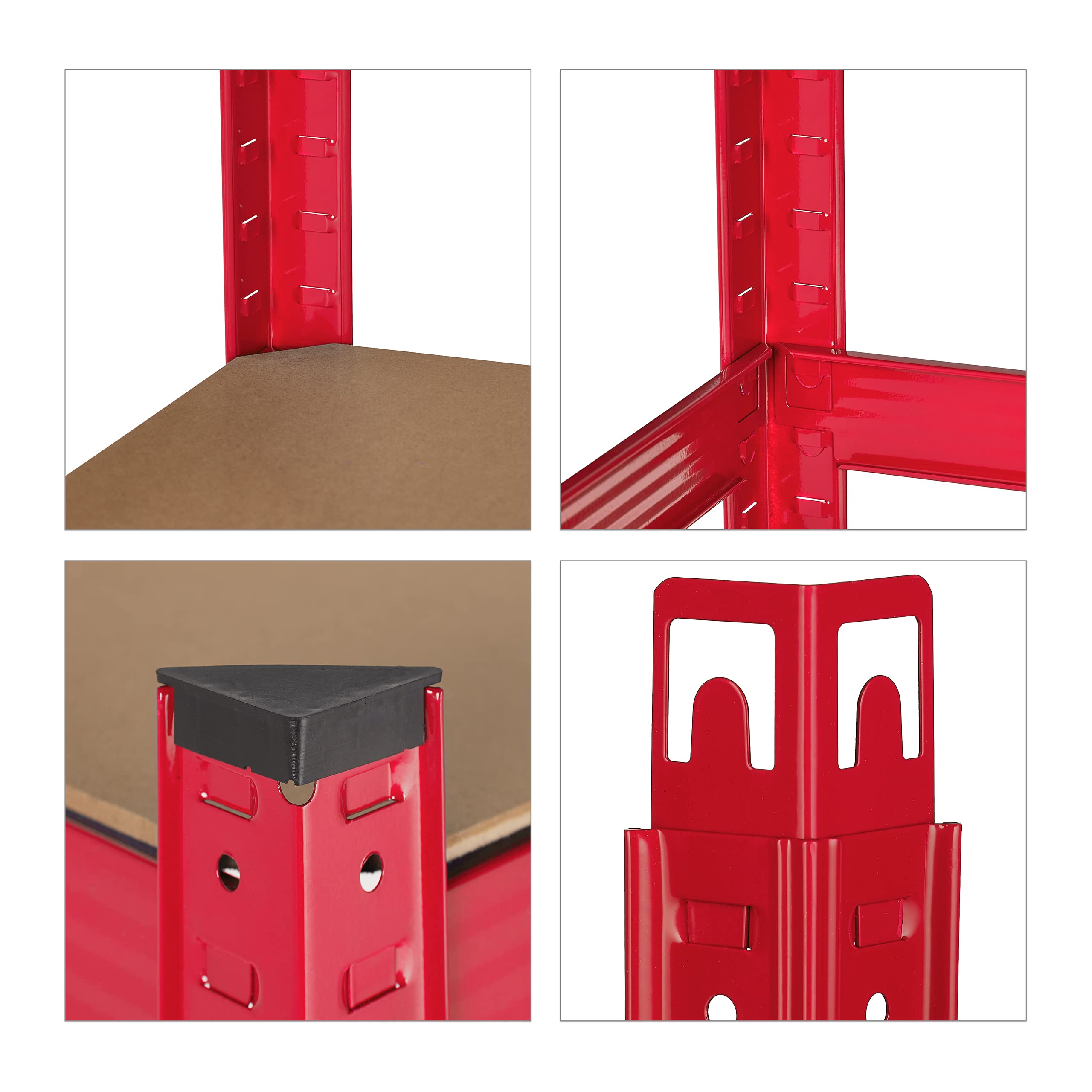 Relaxdays Scaffale in Metallo, Carichi Pesanti, 5 Ripiani, Portata 875 kg, HxLxP 180x90x45 cm, Garage e Officina, Rosso