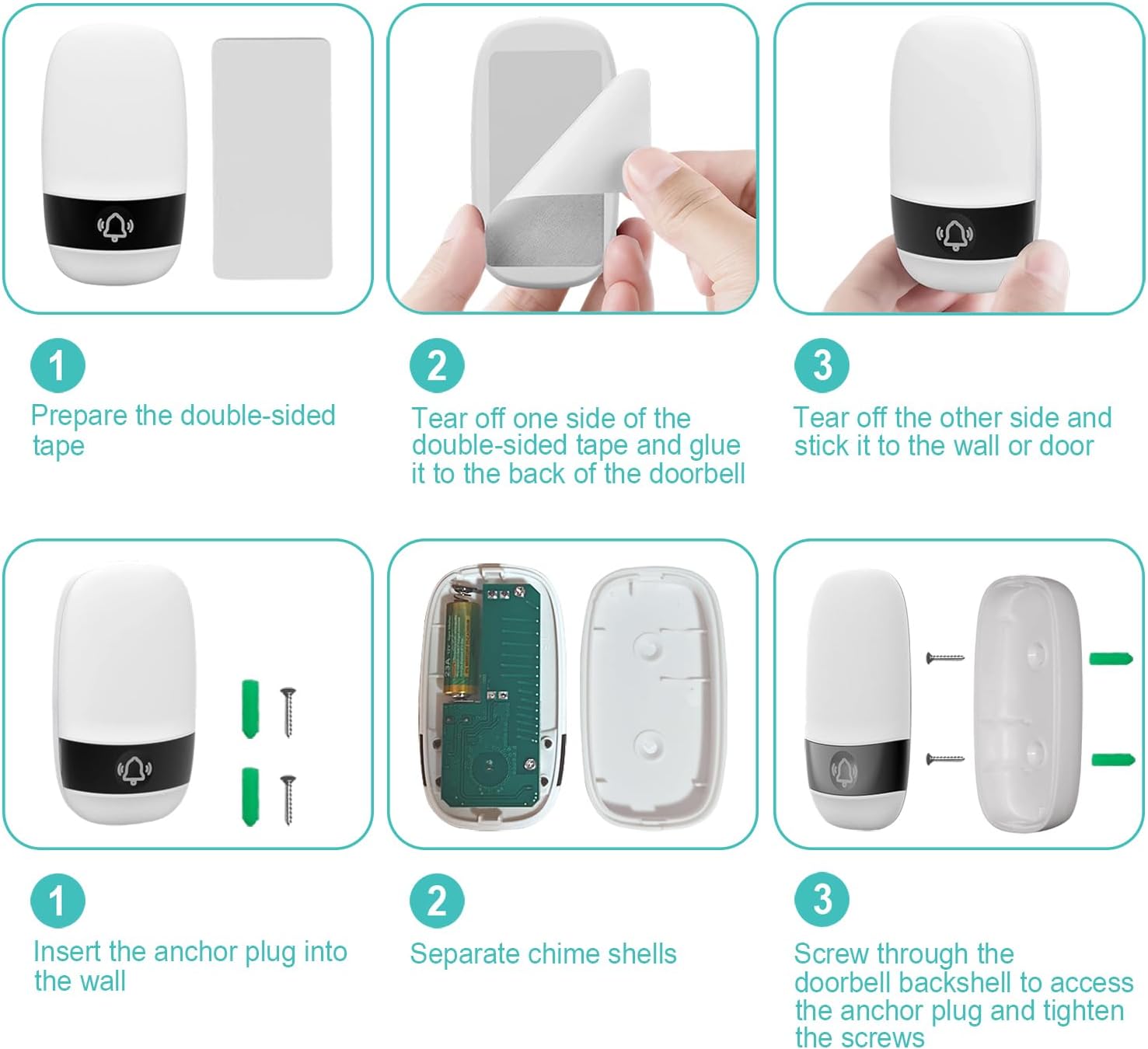TTJ Wireless Doorbell with Doobell Chime, Classroom Doorbell,1300 Foot Range,2 Minute Setup, LED Lights,IP55 Waterproof, 5 Level Volume Adjustment, 38 Ringtones,.