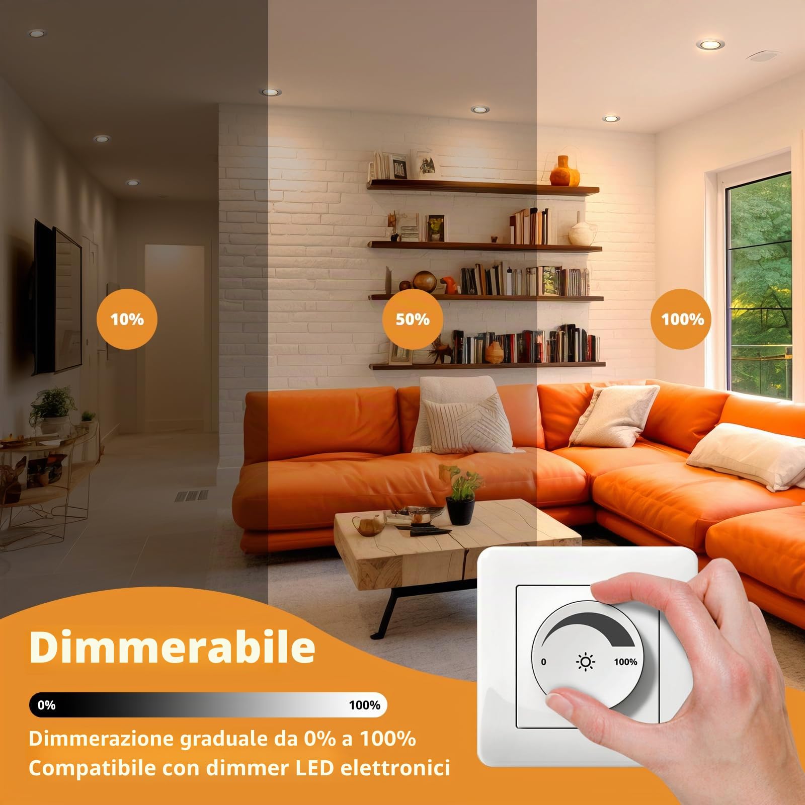 wowatt 10× Faretti LED da Incasso per Cartongesso Dimmerabili Luce Calda | 5.5W 2800K 600LM 230V Luci da Soffitto Interno IP44 Ultrasottili, Faretto led incasso Orientabili Spot Interno 68mm para Baño