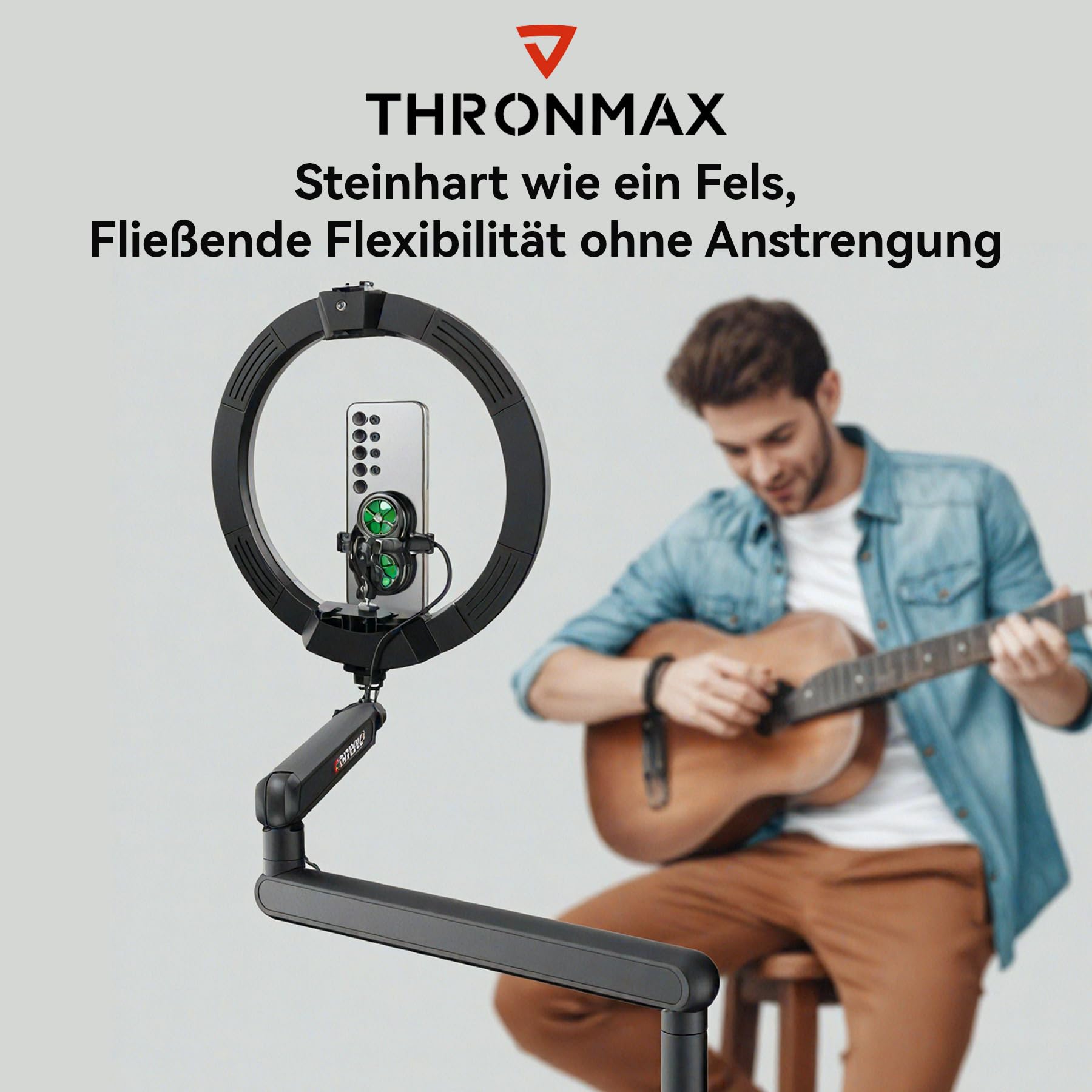 THRONMAX S7 TUNE Bras de Microphone à Profil Bas, Support de Micro à Rotation 360° pour Streaming, Podcast et Jeux, Compatible avec Blue Yeti, HyperX