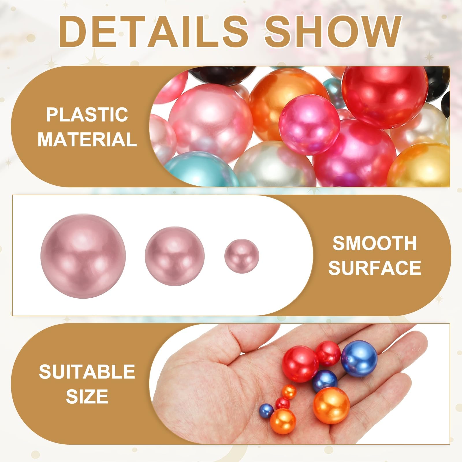 PATIKIL 8/14/20 mm Perle Finte Senza Foro, 150 PCS Perle Galleggianti per Vasi Decorazioni Centrotavola per Matrimoni Feste Decorazioni Tavolo Casa Candele Galleggianti, Rosso caffè