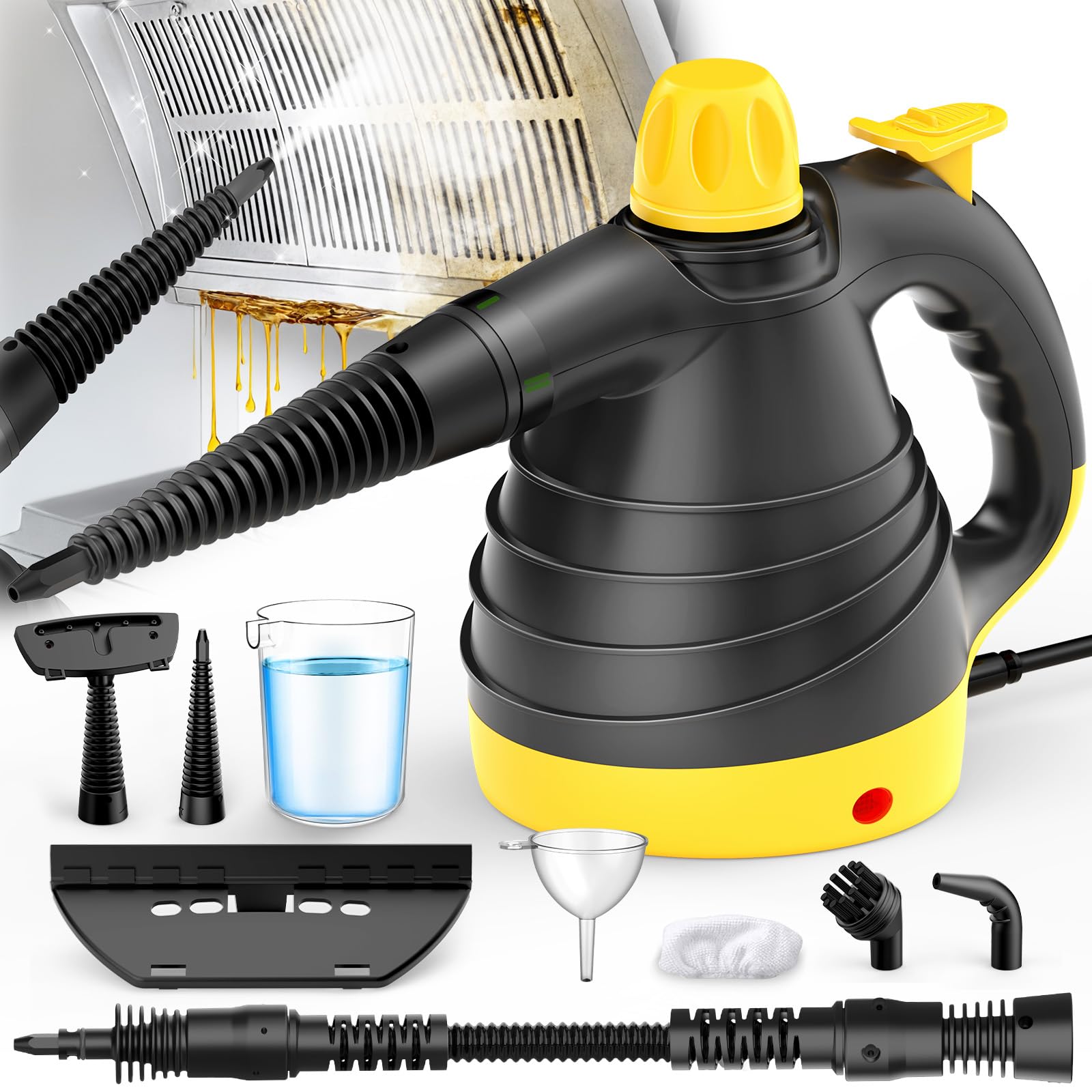 Steam Cleaner Handheld S 2500W High Pressure 1000ML Water Tank With 3 Brush Heads Cleaning Machine For Cleaning Grout Tile Car Bathroom Living Room Kitchen Portable Steamer Steam Cleaner For Home