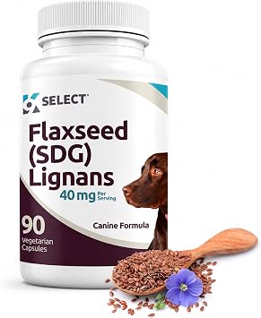 K9 Select Flaxseed SDG Lignans for Dogs, 40mg per Serving, Canine Formula, 90 Vegetarian Capsule