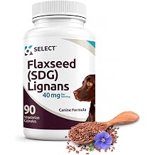 K9 Select Flaxseed SDG Lignans for Dogs, 40mg per Serving, Canine Formula, 90 Vegetarian Capsule
