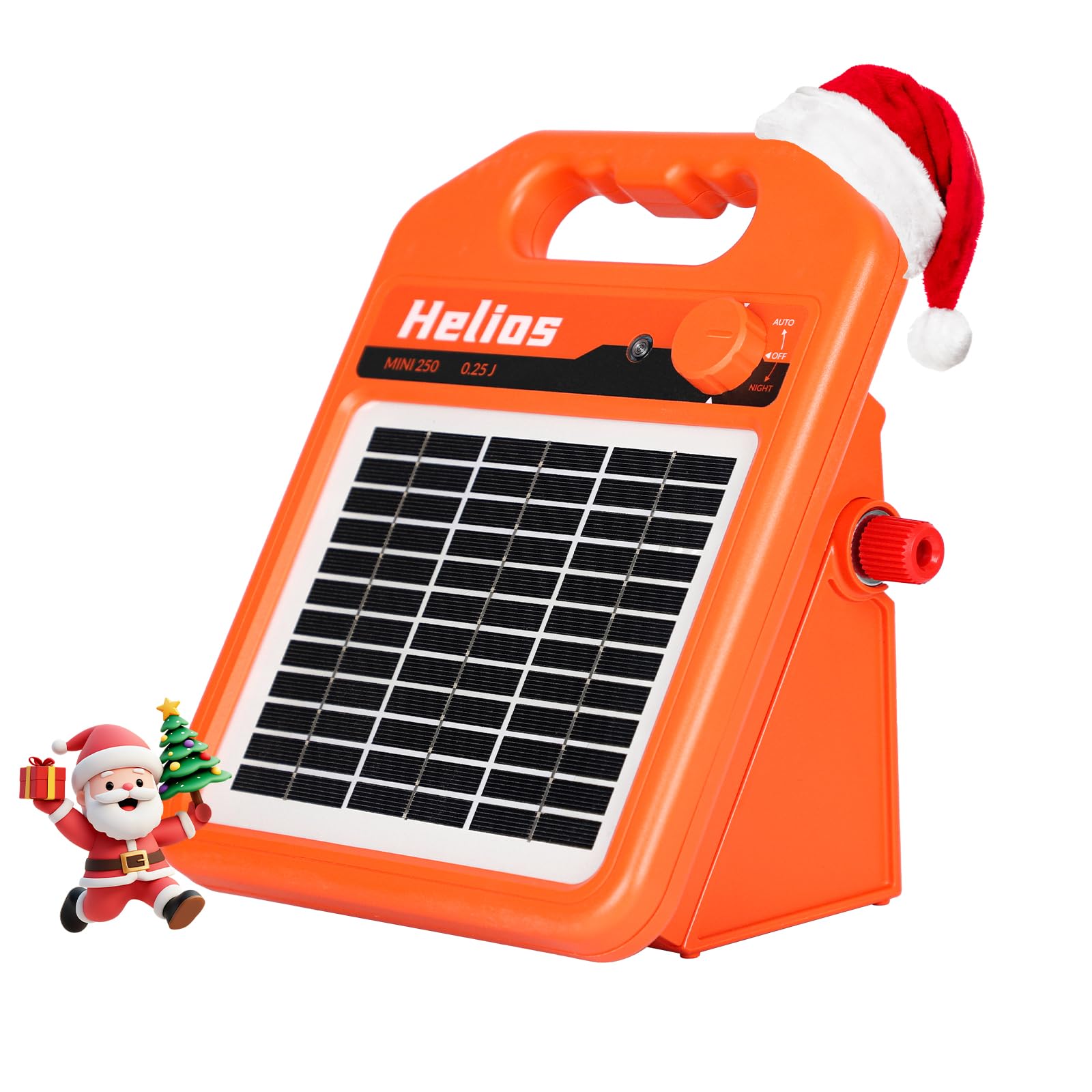 ANDMON MINI250 15 Miles Solar Electric Fence Charger, 0.25 Joule Solar Fence Charger for Livestock, Pigs, Horses, Cattle Sheep, Solar Powered Electric Fence with Day or Night Mode, Easy Installation