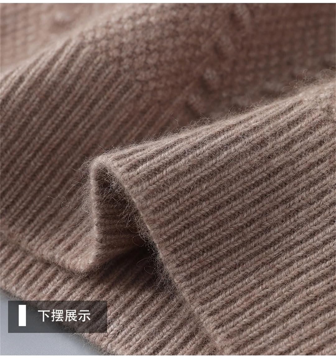 Suéter de invierno para hombre, 100% cachemira, cuello redondo, grueso, trenzado, suelto, talla grande
