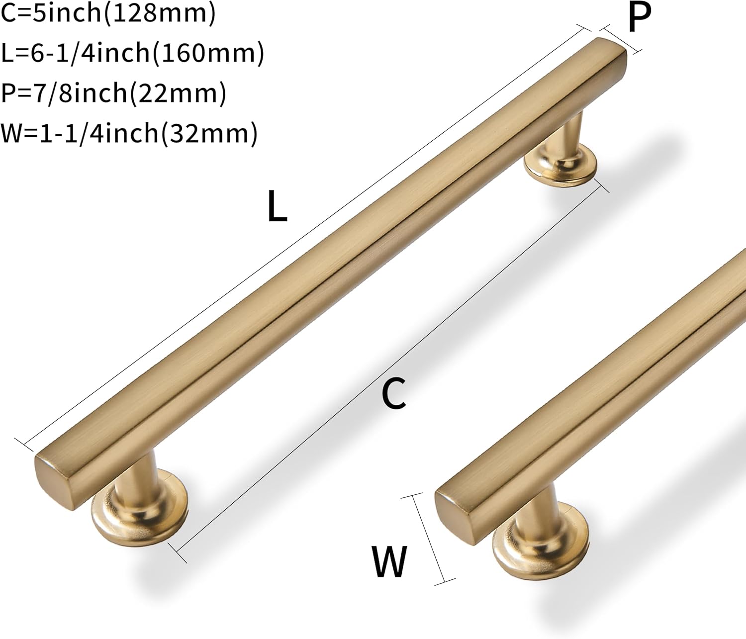 10 Pack Champagne Bronze 5 Inch Hole Center Cabinet Pulls Kitchen Cabinet Handles Solid Square Pulls for Kitchen Cabinet Door Handles Arch Dresser Handles for Cabinets and Drawers