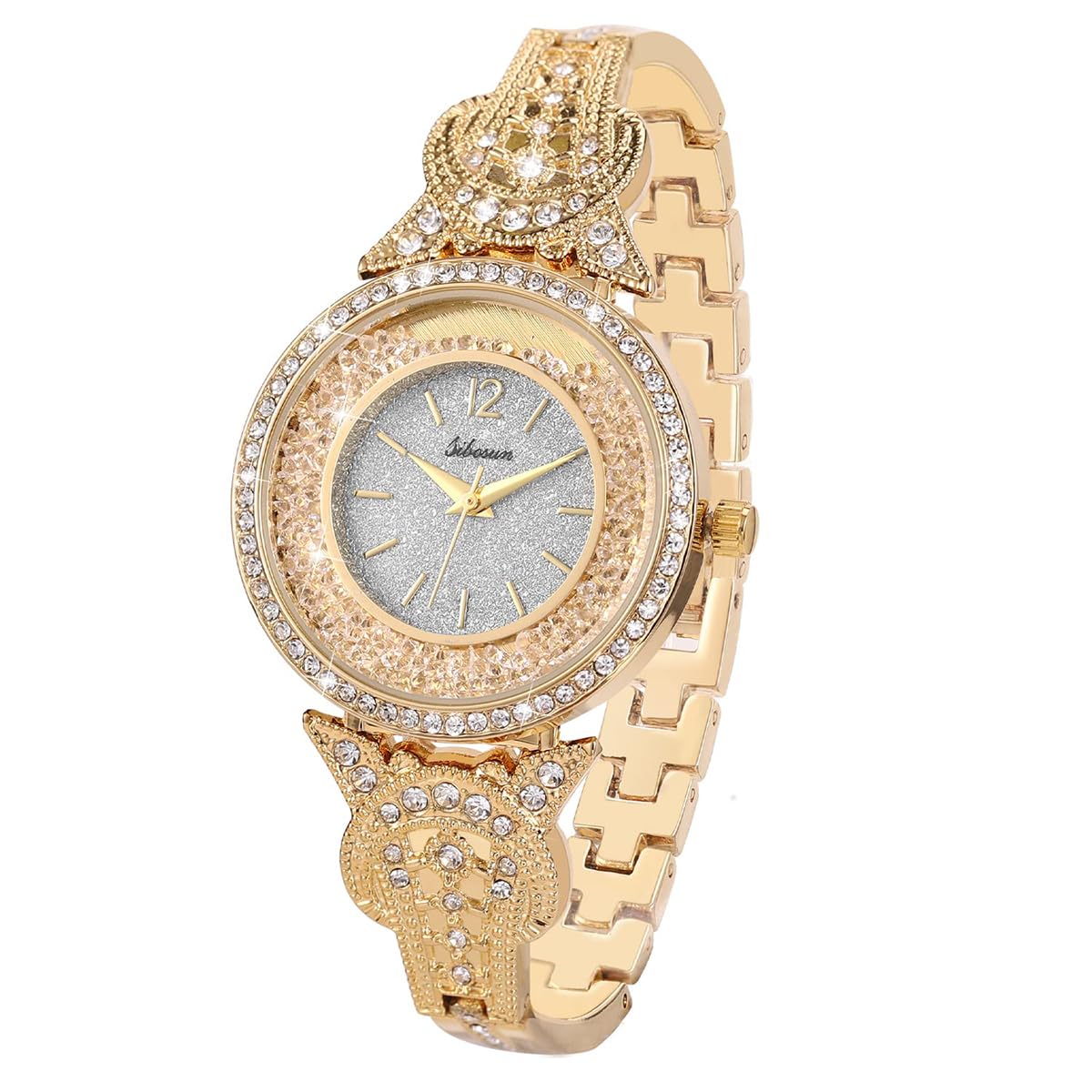 SIBOSUN Watches for Women Womens Wrist Watches Bracelet Fashion Bangle Womens Watch/Iced Out Watch Diamond Watches for Men Luxury Mens/Womens Watches Unisex Crystal Stainless Steel Bling Men, 3 Gold (B07FD8KCQL) Amazon Price History, Amazon Price Tracker