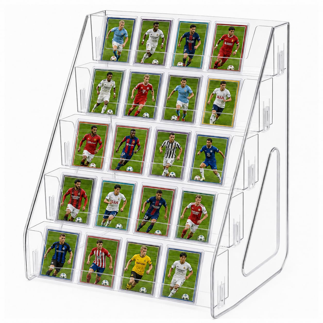 autumndeer 5-Tier Card Display Stand, Acrylic Trading Card Greeting Card Display Stand, Craft Fairs Multifunctional Card Display Rack, Vertical Shelf Rack for Baseball Sports Graded Game Cards