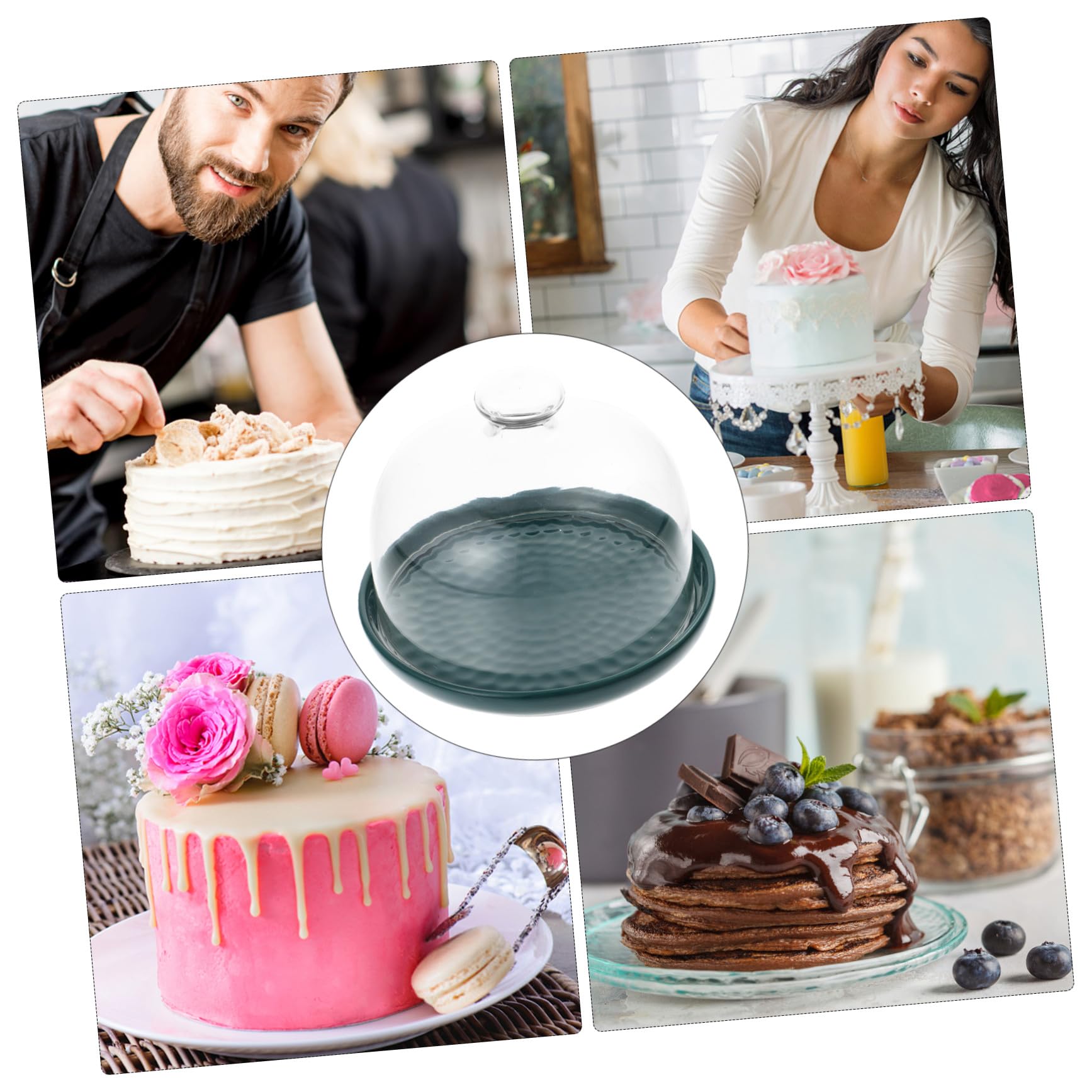 Assiette à Dessert en Céramique et Verre Verte pour Présentation