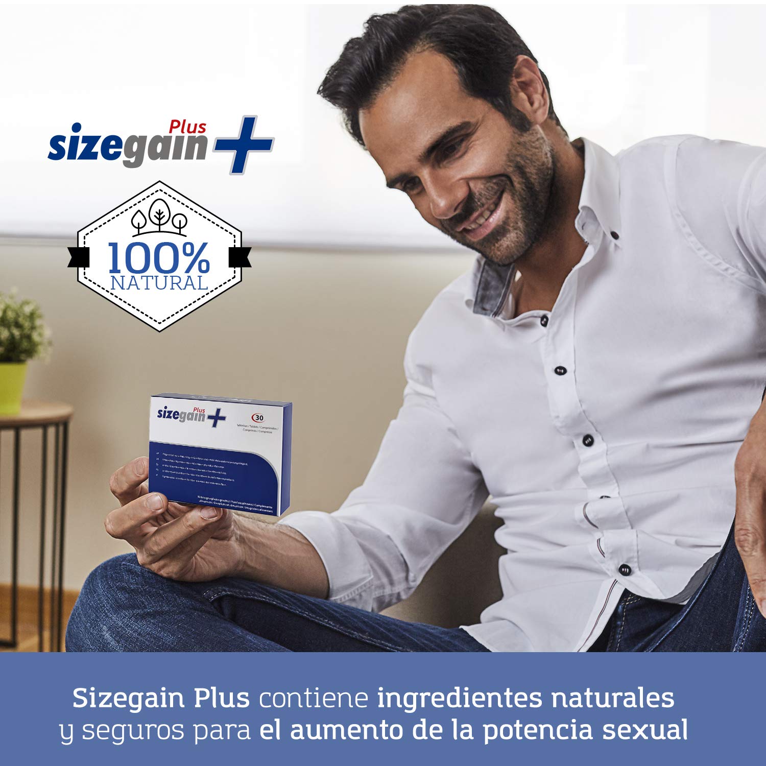 Amélioration de la virilité - 5 SizeGain Plus : Capsules pour augmenter le désir sexuel. 5 x 30 capsules.