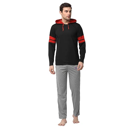 Cotton Blend Track suit Co-ord Set For Men With Hodded Full Sleeve T-Shirt and Track Pant-VJ-MNS-TTP-GROUP20