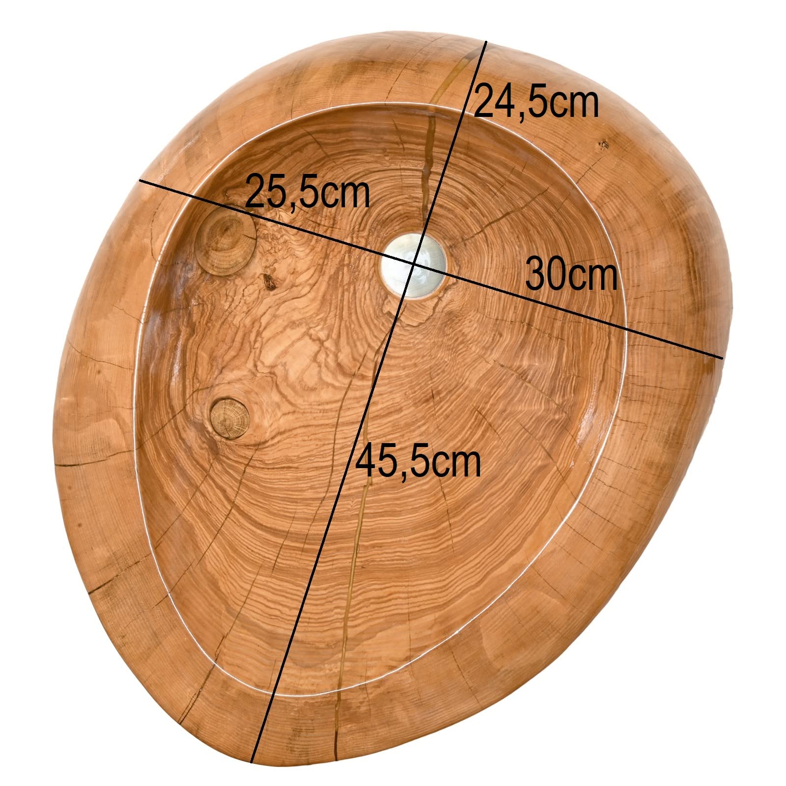 Verda Lavabo de madera natural + válvula de desagüe Click-Clack U110