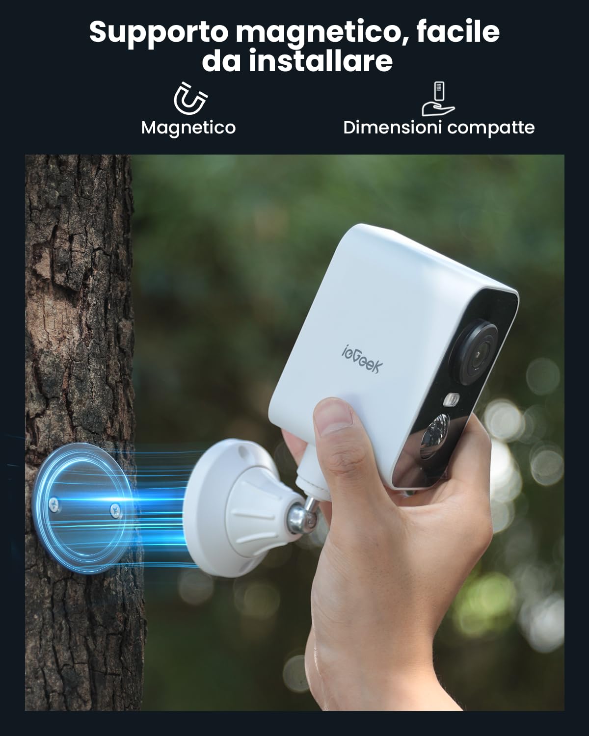 ieGeek Telecamera 4G Magnetica Portatile 2K con SIM mit Pannello Solare | Esterno/Interno, PIR Rilevamento Umano, 300° Pan, Batteria 10000 mAh, IP65, RV/Campeggio/Viaggio(Senza Wi-Fi)