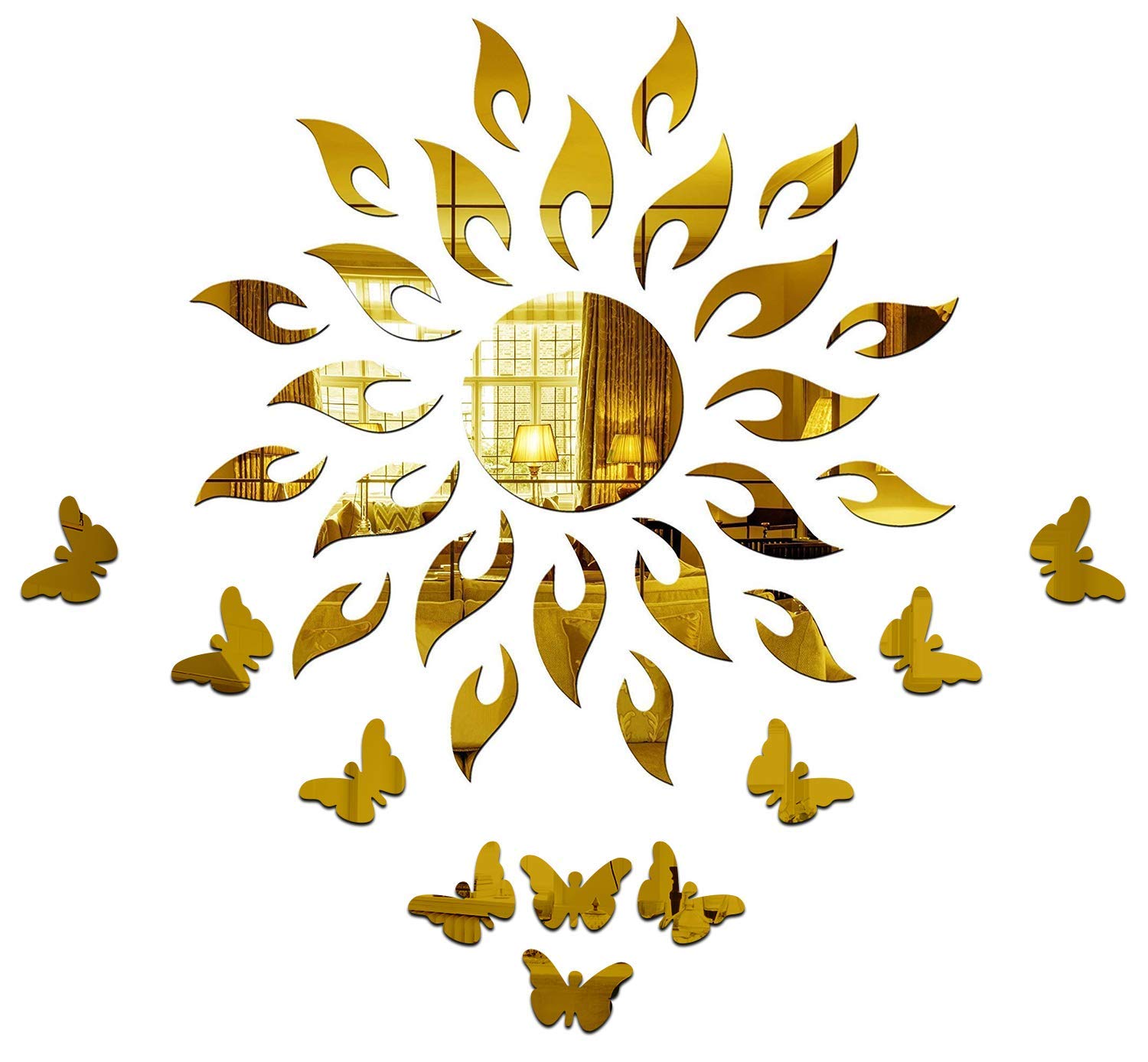 Wall1ders Sun Golden 10 Butterfly, Mirror Stickers for Wall, Acrylic Stickers, Wall Mirror Stickers, Wall Stickers for Bedroom, Hall, Home Offices, (Size 45 X 45 Cm) Unframed, Self-Adhesive (B07TVNRCTL) Amazon Price History, Amazon Price Tracker