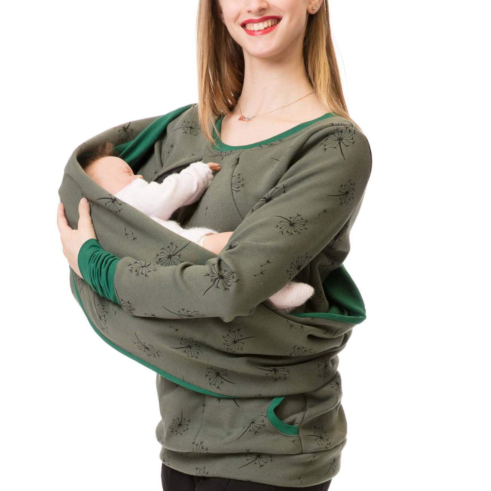 Sweat-shirt-Top Sweat à Capuche Enceinte Allaitement Femmes Pull Maternité Chemisier de Maternité Bio Pull Femme