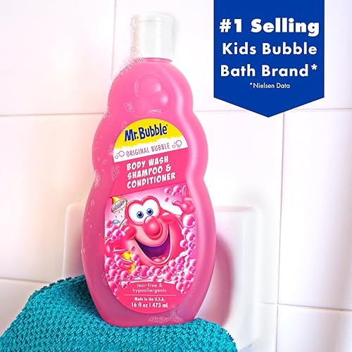 Miniatura 9 de Mr. Bubble Champú original 3 en 1 para niños, acondicionador y gel de baño – hipoalergénico, sin desgarros, con aroma a goma de mascar que crea