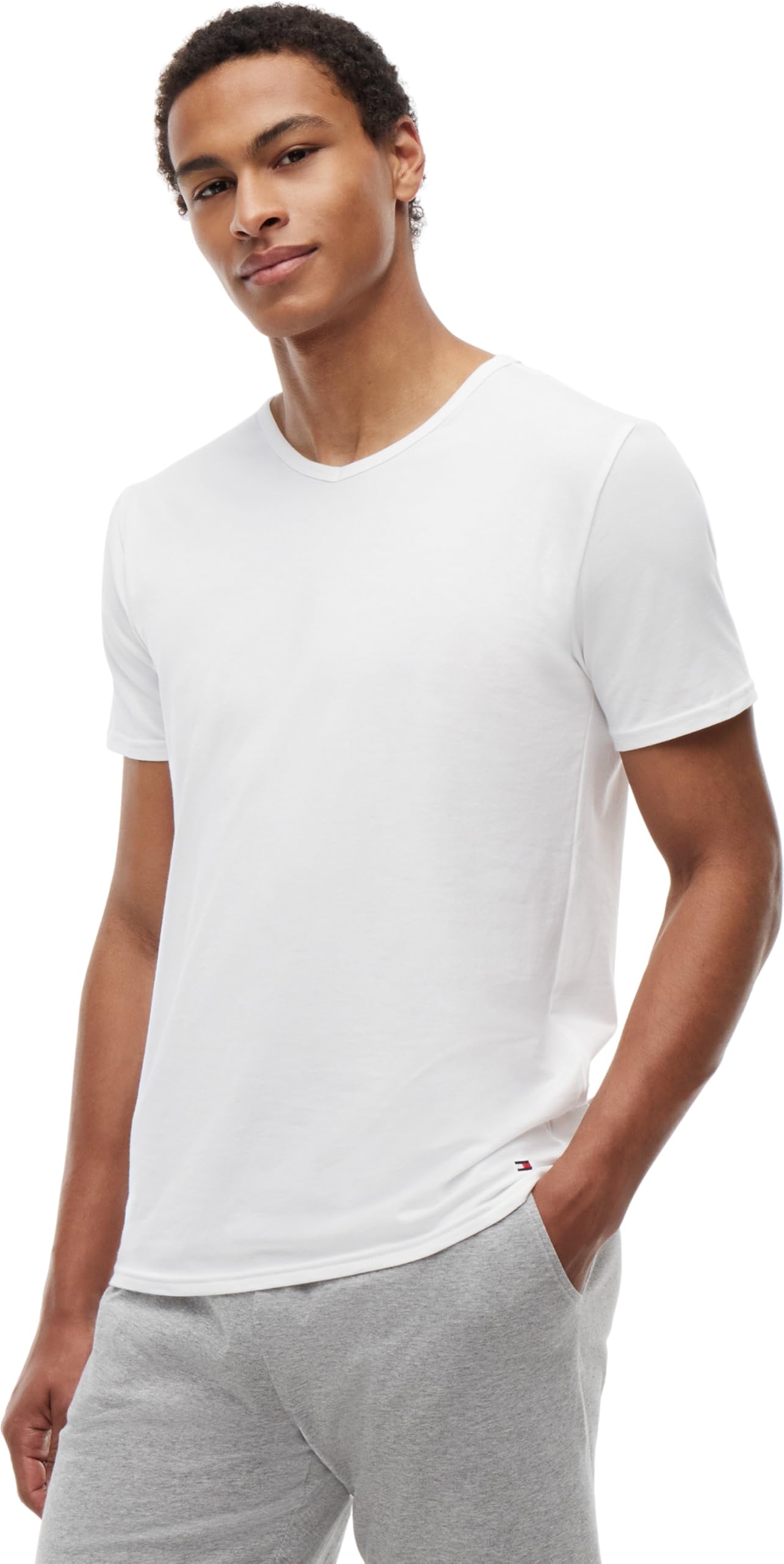 Tommy Hilfiger Koszulka męska S/S, Multi (czarny/biały/szary wrzosowy), XXL