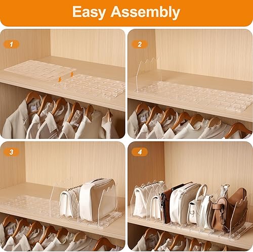 Miniatura 5 de Divisor de estante ajustable para armario, organizador de bolso acrílico para armario, separadores de bolsos y almacenamiento, separadores de