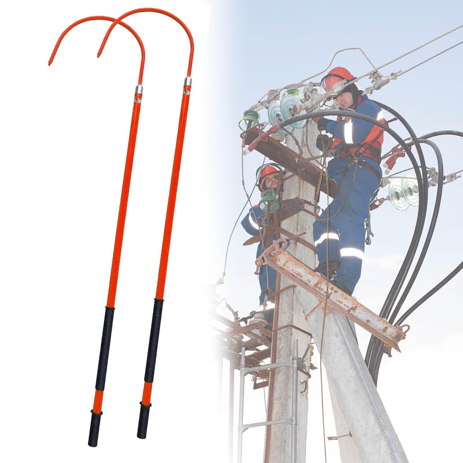 GHHVFEC Insulated Rescue Stick - Lightweight Electric Vehicle Rescue Hook, Anti-Electrocution Fiberglass Handle, Emergency Response Pole for Safe Electrical Rescue Operations