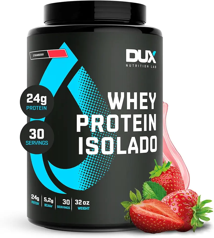 Dux Nutrition Whey Protein Isolado Morango - Pote 900 G