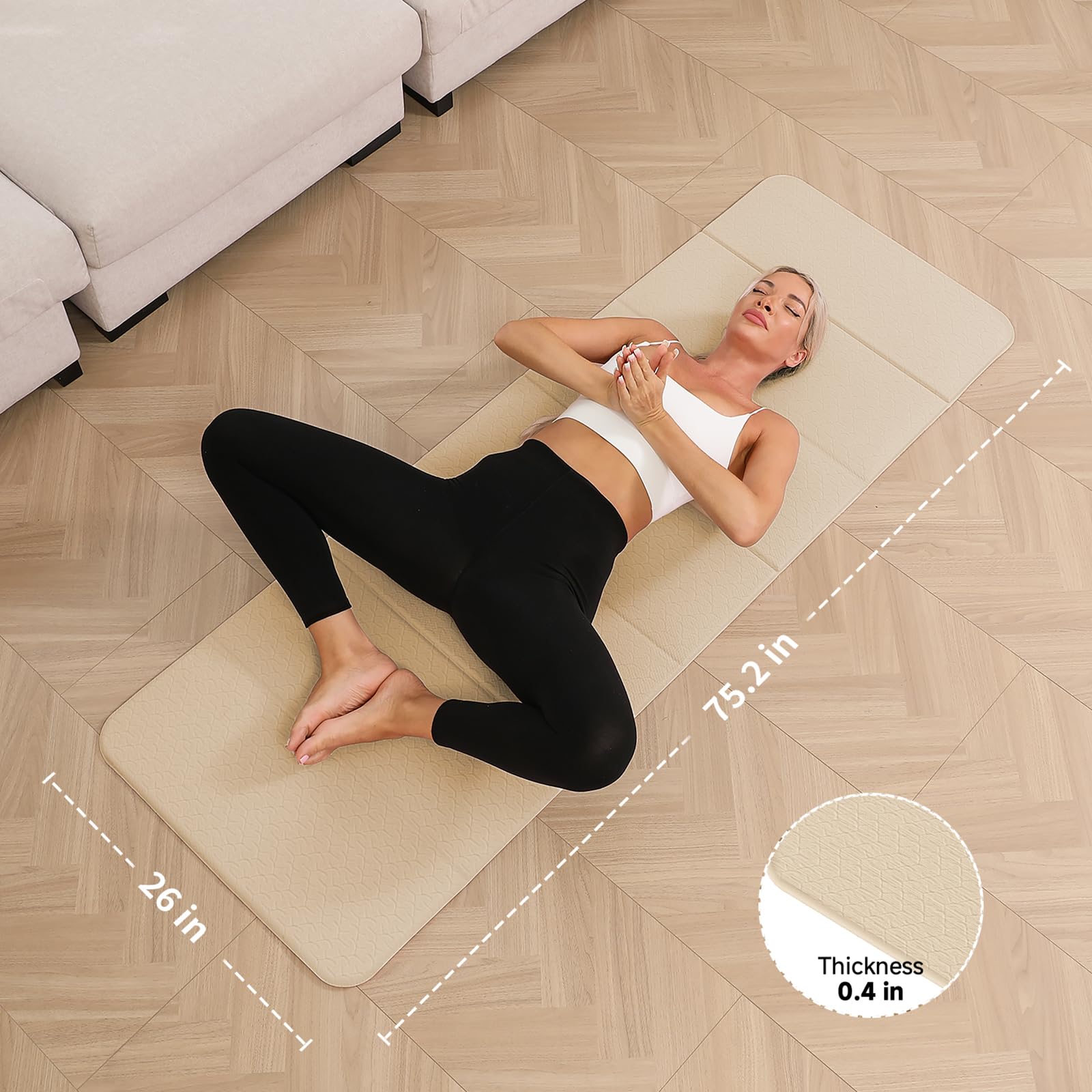PAIDU Tapis de yoga pliable – 10 mm d'épaisseur – 190 cm x 66 cm – Tapis de fitness antidérapant | Certifié SGS écologique, portable pour yoga/Pilates/studio/entraînement à domicile | Certifié SGS, pliable, facile à ranger, portable pour yoga/Pilates/stud