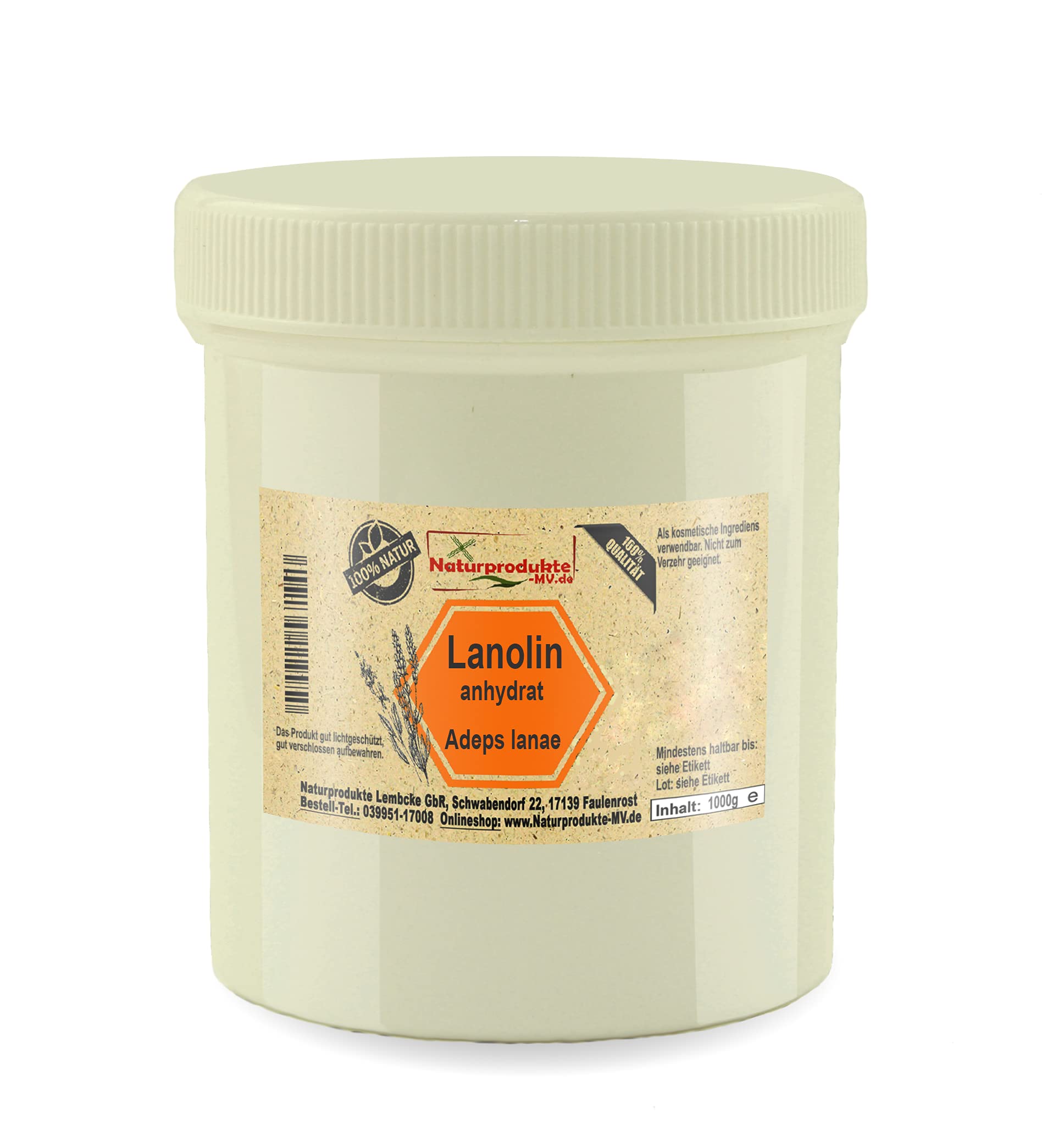 Lanolin anhydrat 1kg 1000 g Qualität Ph. Eur. Wollwachs Wollfett Salbengrundlage