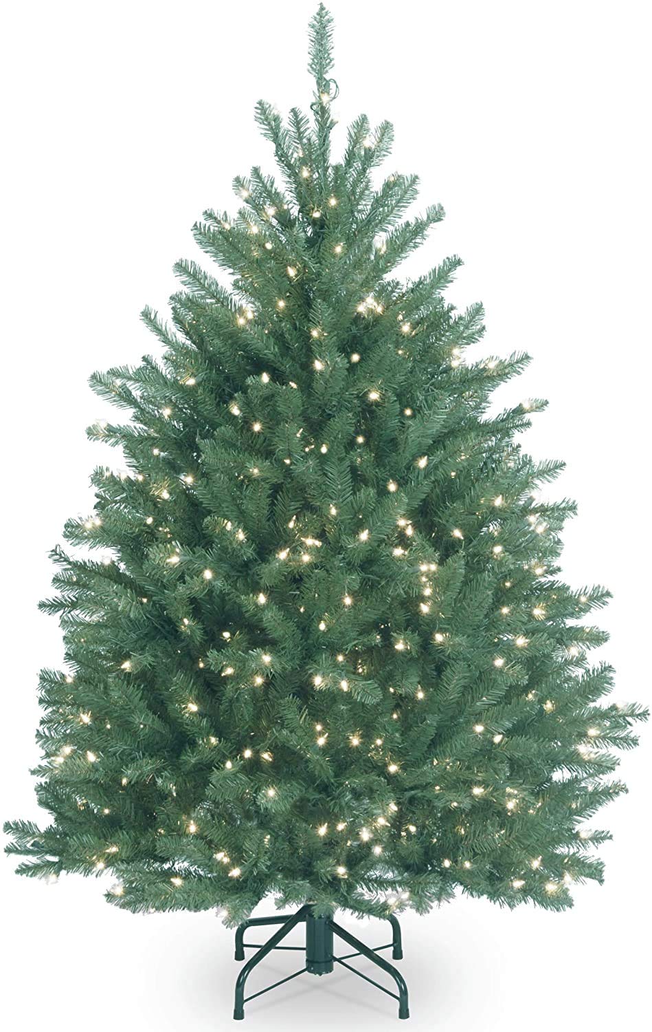 National Tree Company Pre-Lit Artificial Full Christmas Tree, Blue, Dunhill Fir, White Lights, Includes Stand, 6.5 Feet
