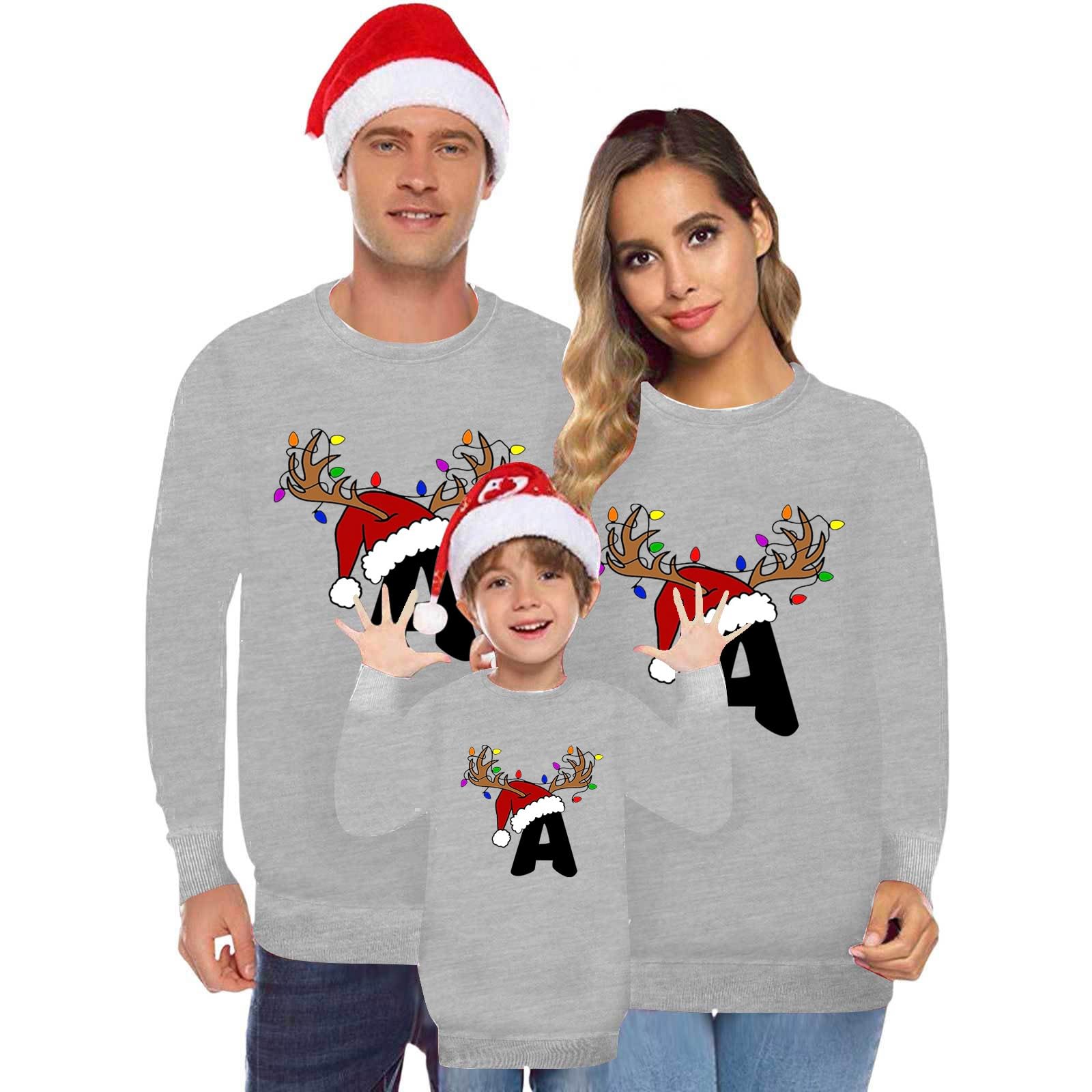 Sudadera Navideña Gris Familiar Super-Suave para Hombre Mujer y Niños