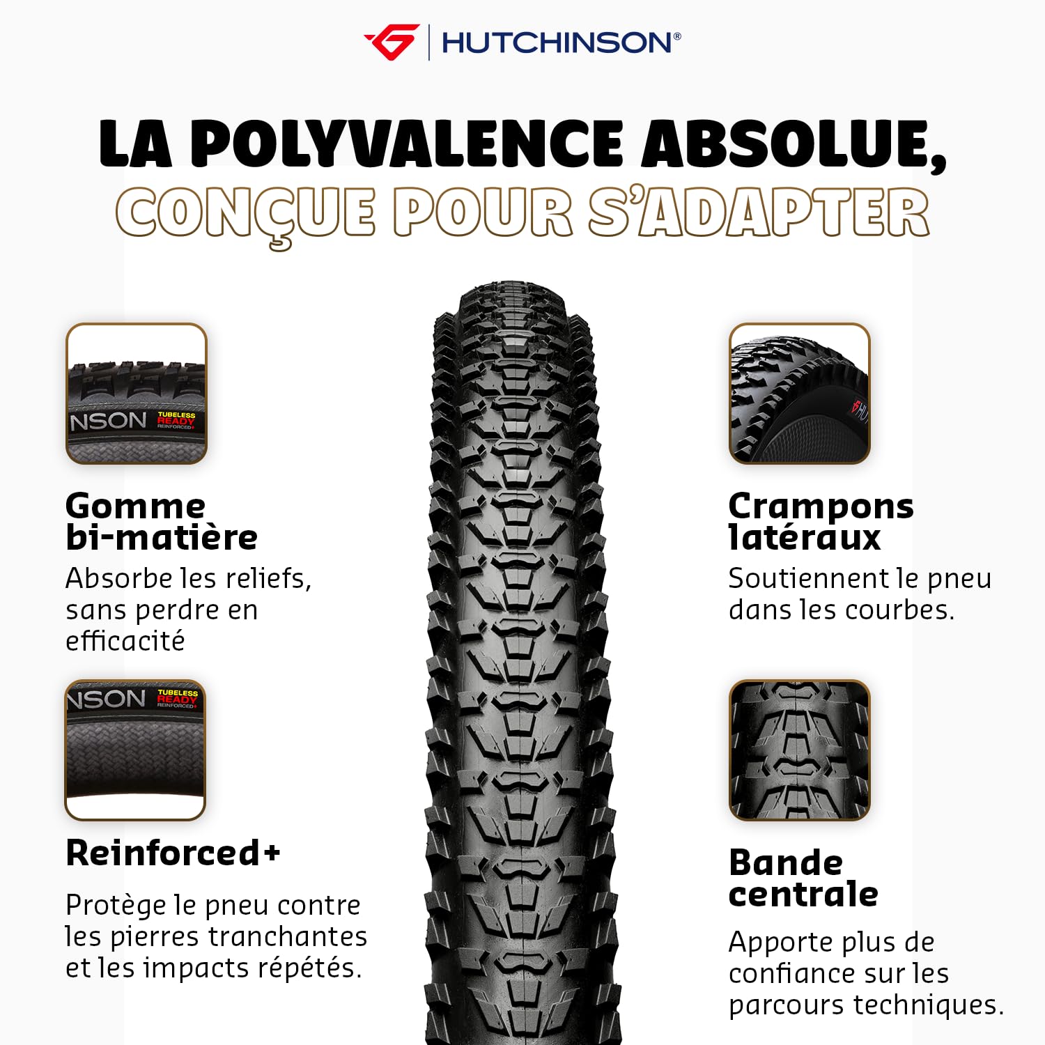 Hutchinson - Tundra Tubeless Ready - Pneu Gravel - Bi-Gomme - pour Les Parcours Les Plus Techniques - Grip Et Anti-Crevaison - Tringles Souples - Noir