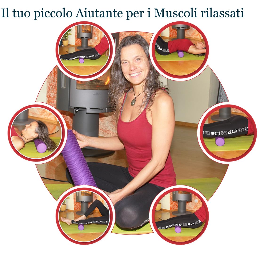 Foam Roller Trigger Point EVA Ø9,5x40cm; Rullo Massaggio Muscolare Pilates; Tubo Scrocchia Schiena Crack Attrezzi; Rollo di Schiuma Massaggiatore Stretching