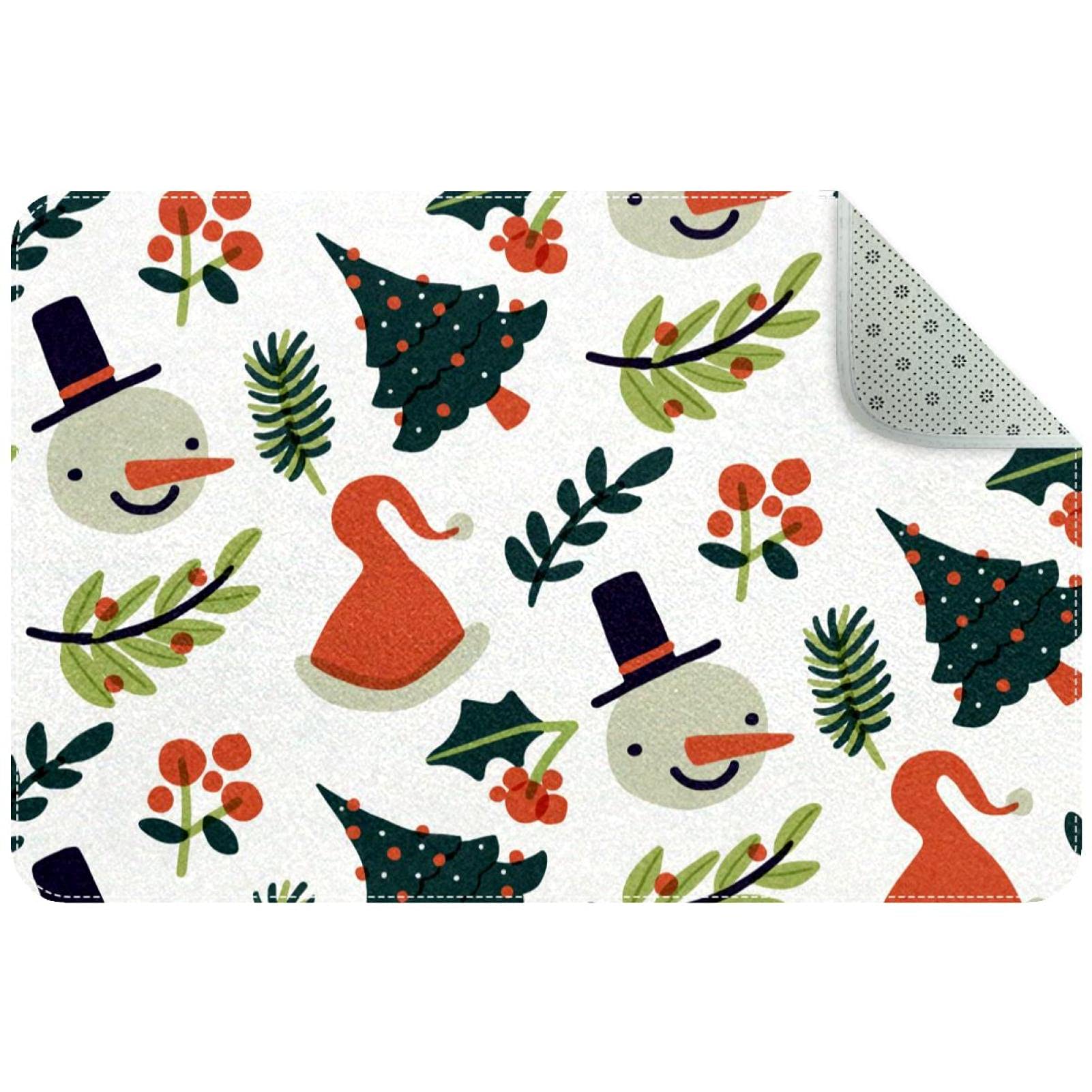 Paillasson de Noël bonhomme de neige tapis entrée absorbant et lavable