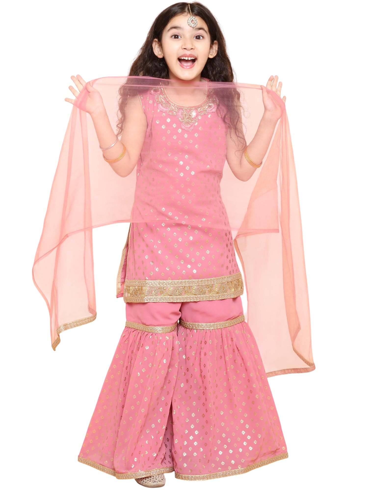 Girls Indian Ethnic Wear Salwar Kameez For Kids|Girls Punjabi Suit|Kids Kurta Sharara Set For Girls|Indian Dress
