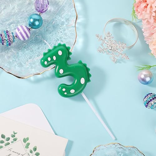 Miniatura 4 de Velas con números de cumpleaños, velas de dinosaurio de 2.8 pulgadas, velas de cumpleaños para tartas, velas de dinosaurio, decoración de fiesta