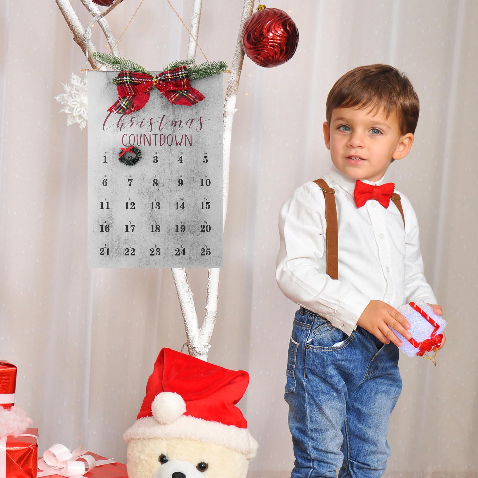 TOYANDONA Weihnachtskranz Kalender mit Countdown aus Dichteplatte für