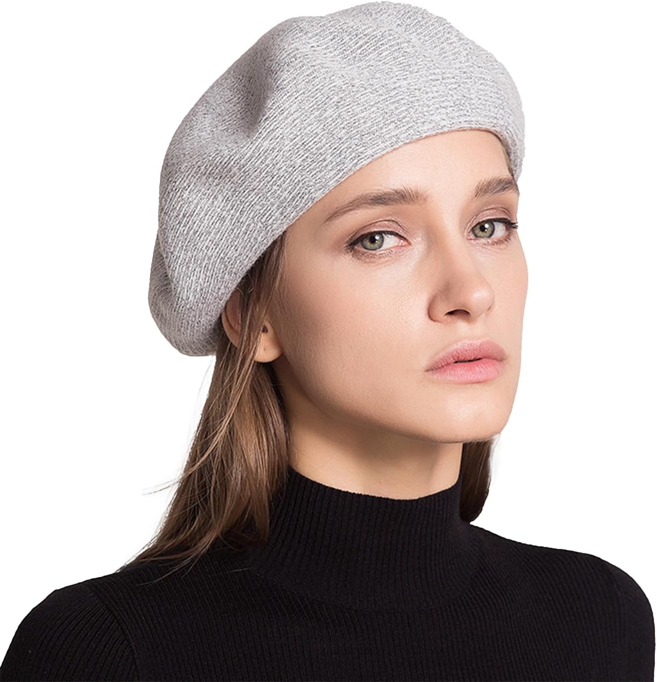 Women French Wool Beret Hats – Reversible Solid Color Classic Beanie Winter Cap