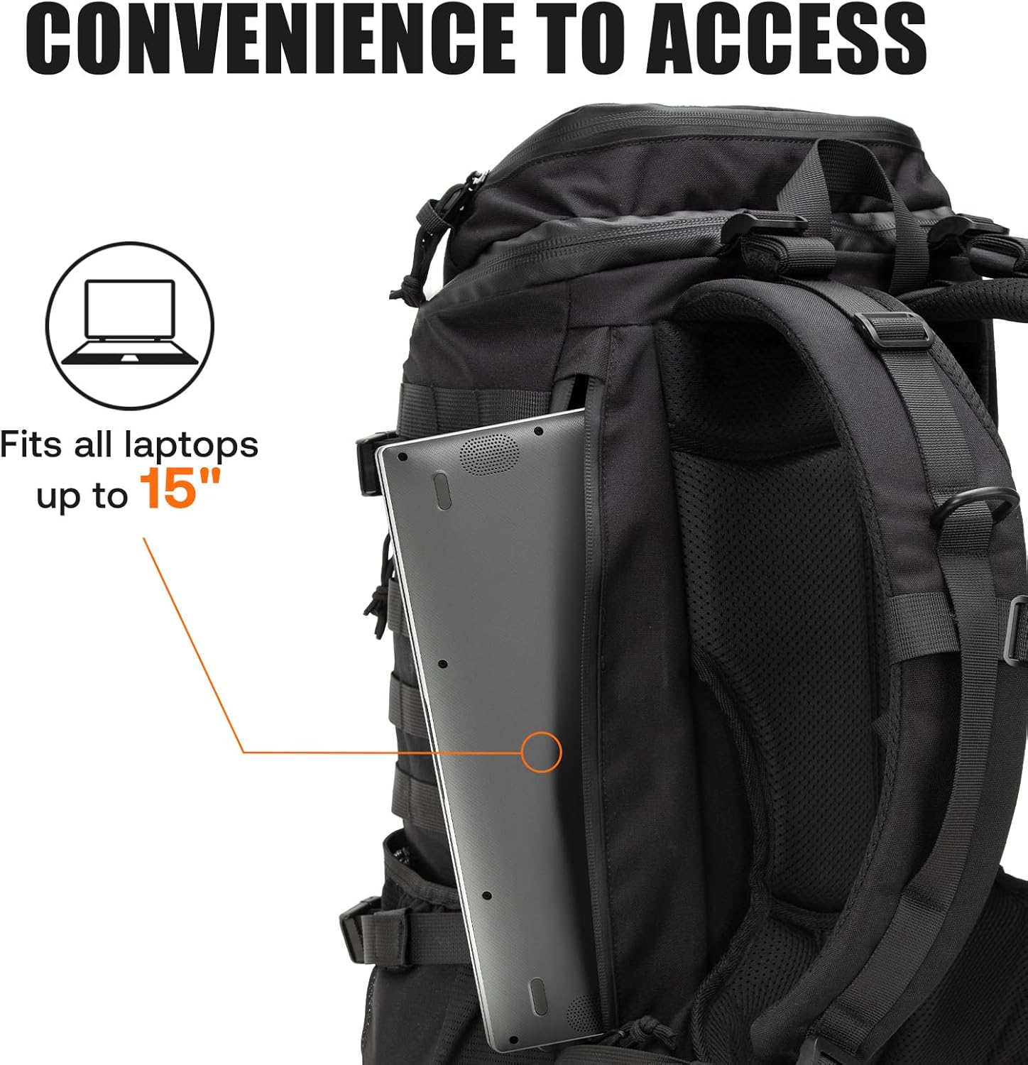 EDC Tactical Backpack for Men: Military Gear Assault Pack 50L with Molle for Hiking Gym Work Commute