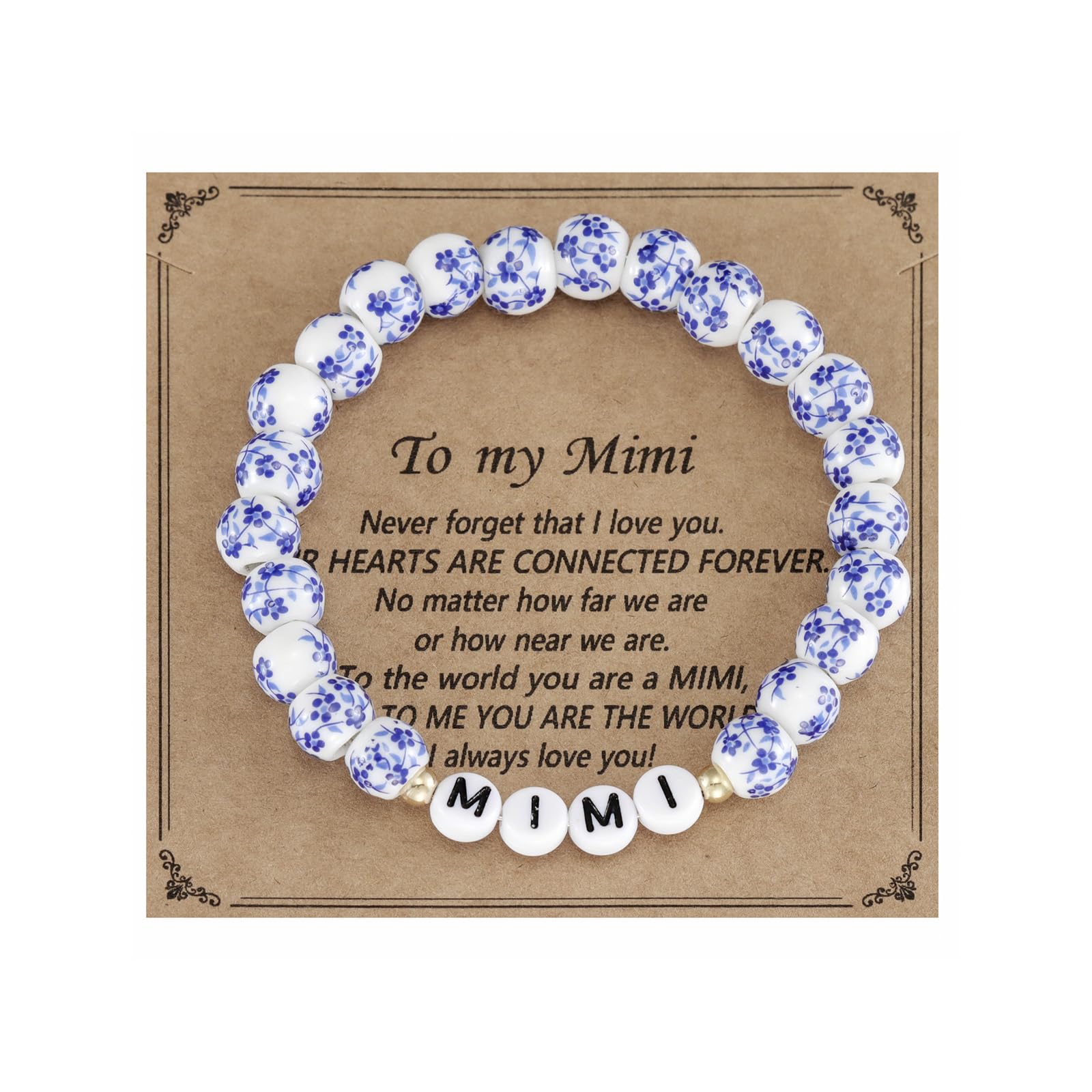 Kivosliviz Mimi Gifts for Birthday from Grandkids Grandson Grandma Mothers Day Jewelry Mimi Bracelet Blue