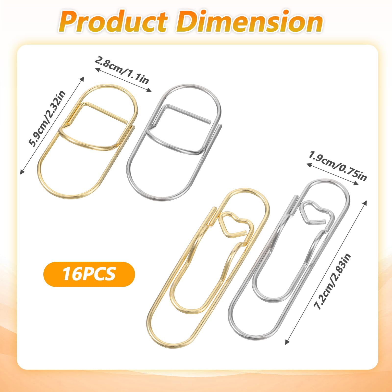 16 clips de metal para bolígrafo, para cuaderno, clips para bolígrafos, diarios, libros, suministros de oficina, dorado/plateado