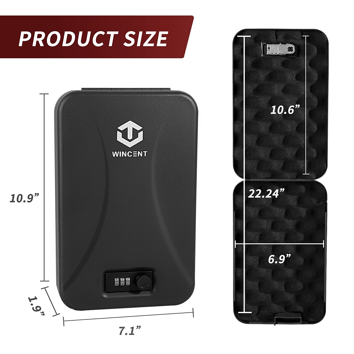 WINCENT Gun Safe Lock Box Portable Pistol Handgun Safe with Combination