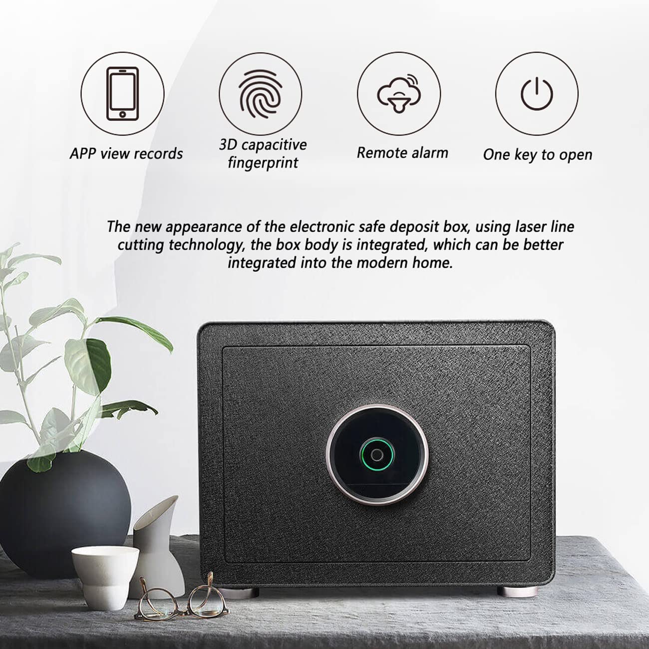 Cassetta di sicurezza, piccola cassaforte antifurto per uso domestico, cassaforte di sicurezza con impronte digitali, protezione di denaro, documenti, gioielli, oggetti di valore per hotel, casa, uff