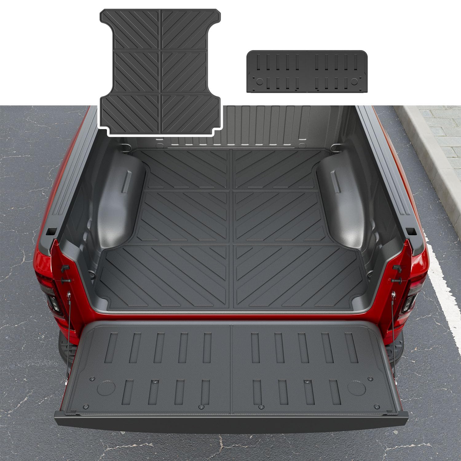 Xipoo 5.7FT Bed Mat Tailgate Mat Compatible with 2019-2026 Dodge Ram 1500 TPE Tailgate Liner Replacement for 2019-2026 Dodge Ram 1500 Accessories(5.7FT Truck Mat+Tailgate Mat)