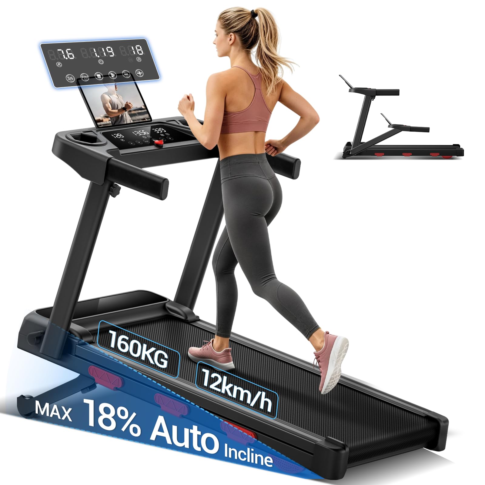 UMAY Tapis de Marche Inclinable Auto 18%