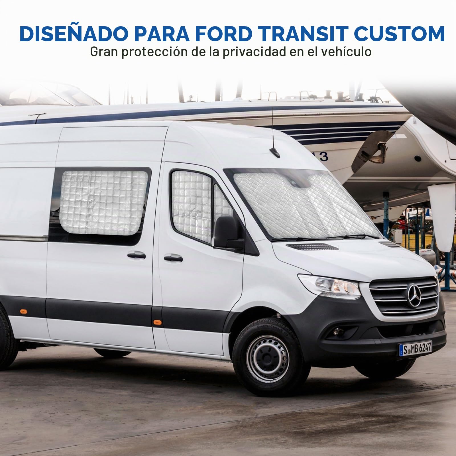 7 Piezas Parasol del Parabrisas Automóvil Reemplazo para Mercedes Sprinter 2006-2019, Cabina del Conductor Reemplazo para VW Crafter LWB 2006-2019, Cubierta de Parasol Automóvil, Parasol Plegable