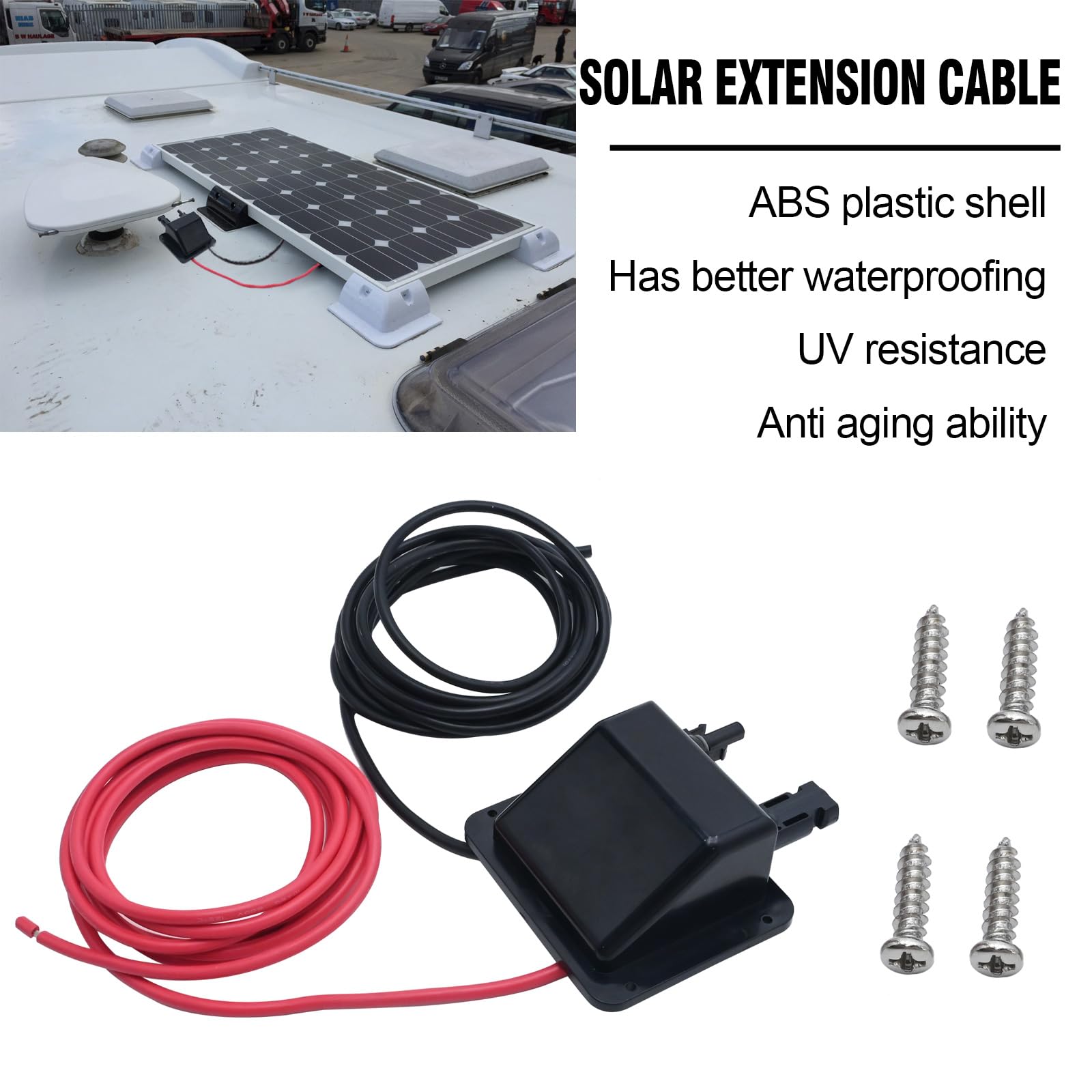 Snapklik.com : Black Solar Cable Entry Gland Box, 10FT 10AWG Soft Solar ...