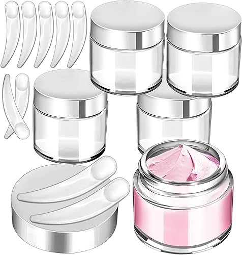 Vista 20 de MotBach Juego de 3 tarros de vidrio de 16oz con tapas, tarros cosméticos redondos transparentes de 480ml, tarros de maquillaje, tarros de viaje