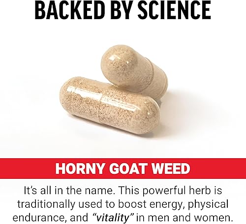Miniatura 3 de Force Factor Horny Goat Weed for Men, Natural Male Drive and Vitality Suplemento con ingredientes naturales para una absorción superior, serie